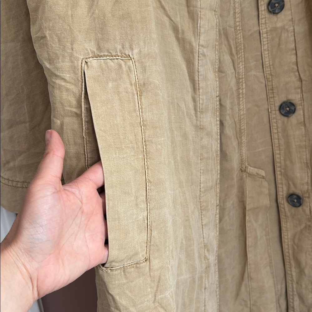 NWT Zara ZW Collection Fluid Washed Trench Coat Linen Oversized Neutral Size M - Picture 7 of 14